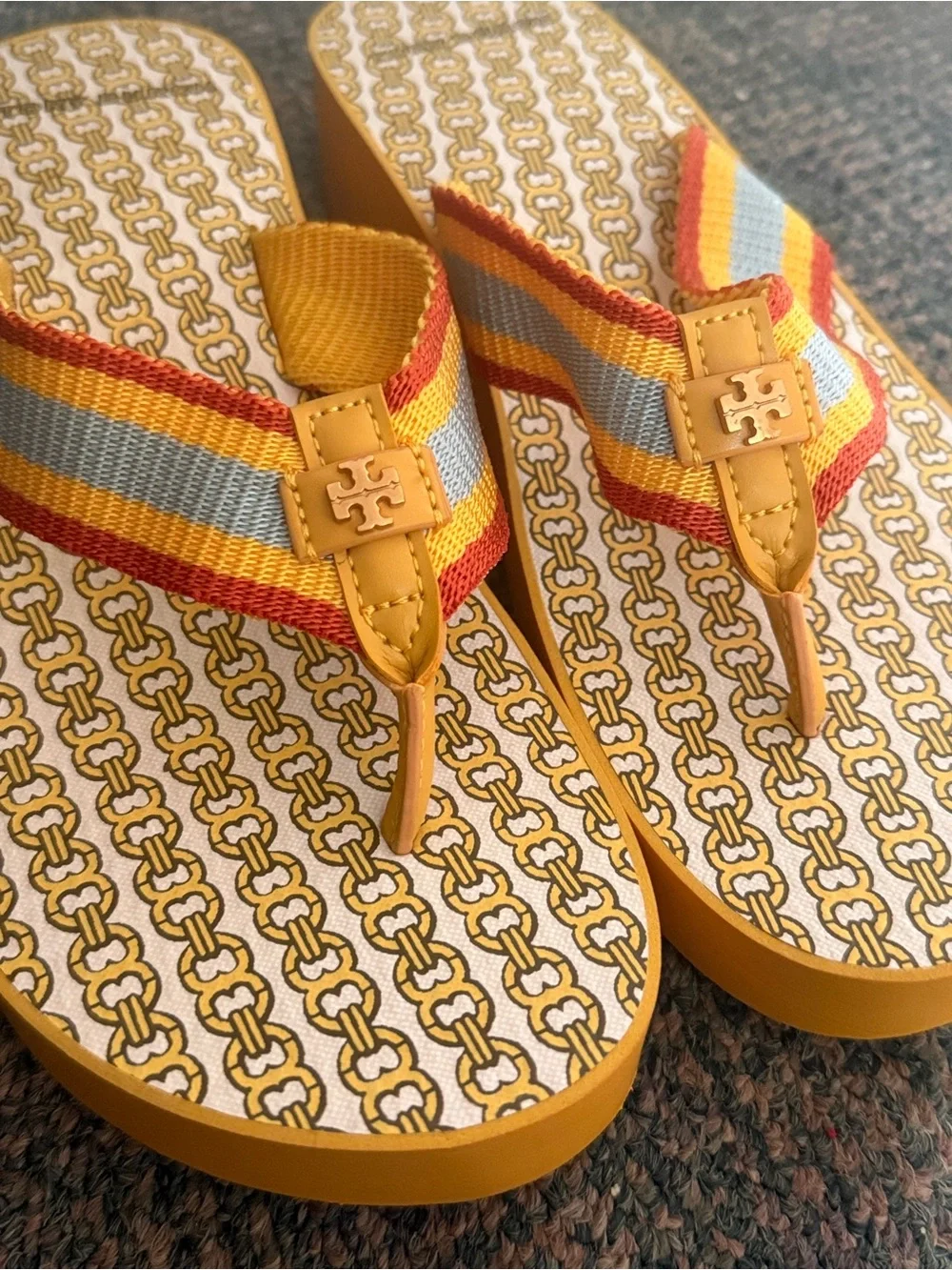 Tory Burch Yellow Platform Flip-Flop Sandals size 8